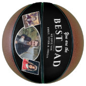 Moderne Zwarte Beste Vader Father 3 Foto Collage Basketbal (Verticaal)