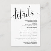 Moderne zwarte bewerkbare bruiloft - details informatiekaartje (Voorkant)