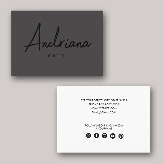 Moderne, zwarte, bijtende sociale media voor scrip visitekaartje