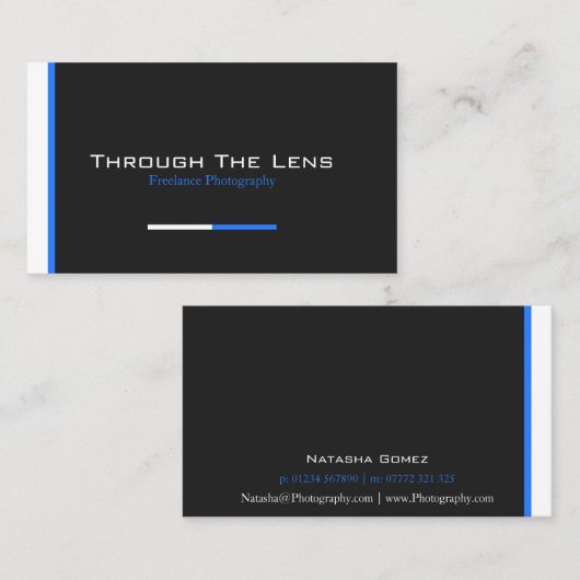 Moderne zwarte, blauwe en witte streep - Visitekaa Visitekaartje (Voorkant / Achterkant)
