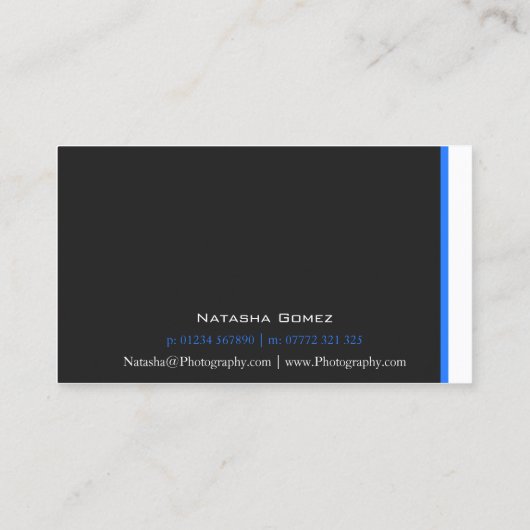 Moderne zwarte, blauwe en witte streep - Visitekaa Visitekaartje (Achterkant)