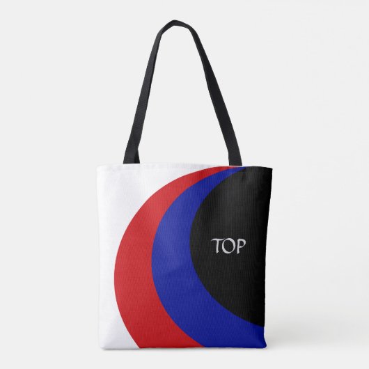 Moderne zwarte blauwe rode witte golven tote bag (Achterkant)