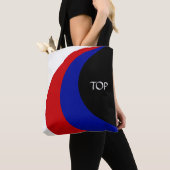 Moderne zwarte blauwe rode witte golven tote bag (Dichtbij)
