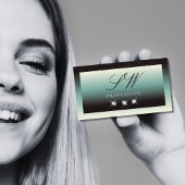 Moderne zwarte Blauwgroen gradiënt - Initialen voo Visitekaartje