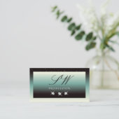 Moderne zwarte Blauwgroen gradiënt - Initialen voo Visitekaartje (Staand voorkant)