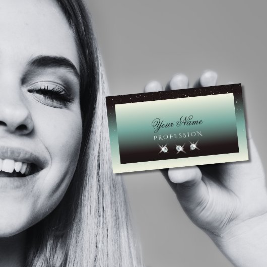 Moderne zwarte Blauwgroen gradiënt met extra siera Visitekaartje