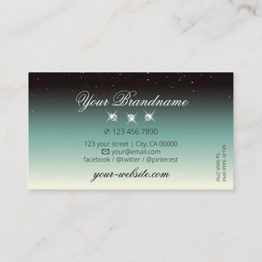 Moderne zwarte Blauwgroen gradiënt met extra siera Visitekaartje (Achterkant)