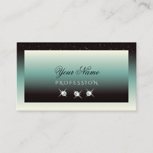 Moderne zwarte Blauwgroen gradiënt met extra siera Visitekaartje (Voorkant)