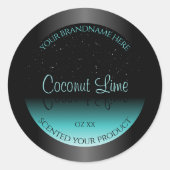 Moderne zwarte Blauwgroen ombre productlabel Zacht Ronde Sticker (Voorkant)