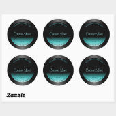 Moderne zwarte Blauwgroen ombre productlabel Zacht Ronde Sticker (Vel)