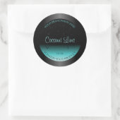 Moderne zwarte Blauwgroen ombre productlabel Zacht Ronde Sticker (Tas)