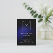 Moderne zwarte blauwmonogram visitekaartje (Staand voorkant)