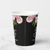 Moderne Zwarte Bloemen 60ste Verjaardag Papieren Bekers (Rechts)