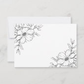 Moderne Zwarte Bloemen Huwelijk RSVP Kaart (Achterkant)