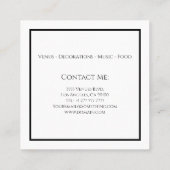 Moderne zwarte bloemen met verticaal lijnpatroon vierkante visitekaartje (Achterkant)