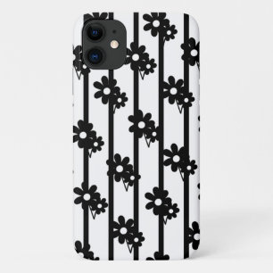 Moderne zwarte bloemen met verticale lijnen Case-Mate iPhone case