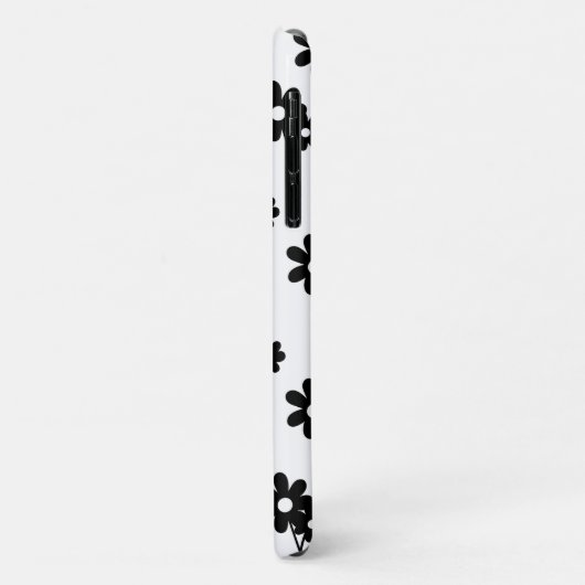 Moderne zwarte bloemen met verticale lijnen Case-Mate iPhone case (Achterkant/links)