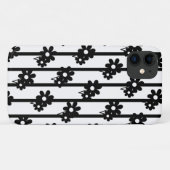 Moderne zwarte bloemen met verticale lijnen Case-Mate iPhone case (Achterkant (horizontaal))