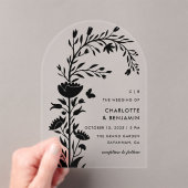 Moderne zwarte bloemen vlinder bruiloft acryl uitnodigingen (Insitu (Draagbaar))