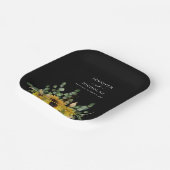 Moderne Zwarte Bloemen Zonnebloem Huwelijk Papieren Bordje (Gebogen)