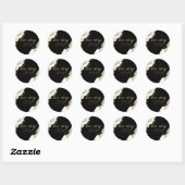 Moderne Zwarte Bloemige Bruiloft Ronde Sticker (Vel)