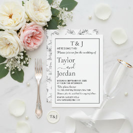 Moderne Zwarte Bloemrijke Sombere Minimalistische Kaart