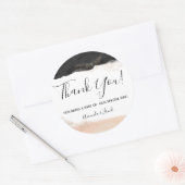 Moderne Zwarte Blush Roze Dank Je Wel Ronde Sticker (Envelop)