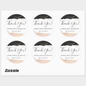 Moderne Zwarte Blush Roze Dank Je Wel Ronde Sticker (Vel)