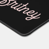 Moderne Zwarte Blush Stof Roze Monogram Naam Bureaumat (Hoek)