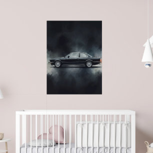 Moderne Zwarte BMW Auto Aquarel Kunst – Minimalist Poster