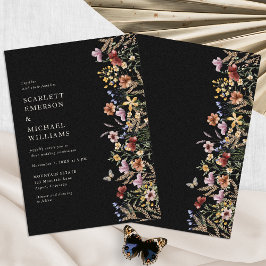 Moderne Zwarte Boho Bruiloft Kaart