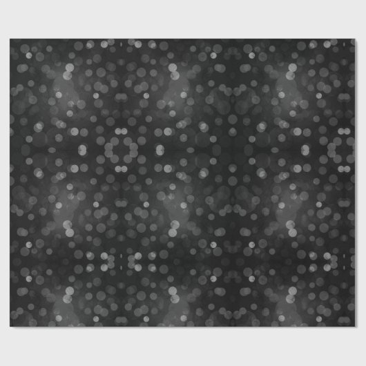 Moderne zwarte bokeh kerstverlichting abstract cadeaupapier (Vlak)