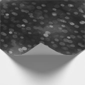 Moderne zwarte bokeh kerstverlichting abstract cadeaupapier (Hoek)