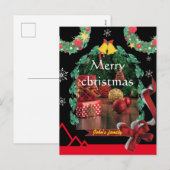 Moderne zwarte boog foto chique vrolijke kerst feestdagenkaart (Voorkant / Achterkant)