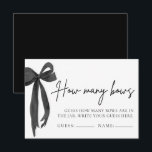 Moderne zwarte boog raad eens hoeveel bogen douche kaart<br><div class="desc">🎀 Voeg een chique en speelse touch toe aan uw evenement met deze moderne zwarte boog "Raad eens hoeveel bogen" douchespel! Met een strak ontwerp van de zwarte boeg in coquettestijl, is dit spel ideaal voor vrijgezellenfeesten, baby showers of verjaardagsvieringen. Gasten zullen plezier hebben met het raden van het aantal...</div>