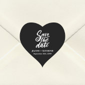 Moderne zwarte borstel Lettered Save the Date Wedd Hart Sticker
