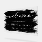 Moderne zwarte borstel streken bruiloft welkom acryl bord (Hoek)