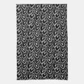 Moderne, zwarte borstelkleur wit patroon theedoek (Verticaal)