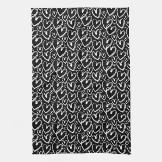 Moderne, zwarte borstelkleur wit patroon theedoek (Verticaal)