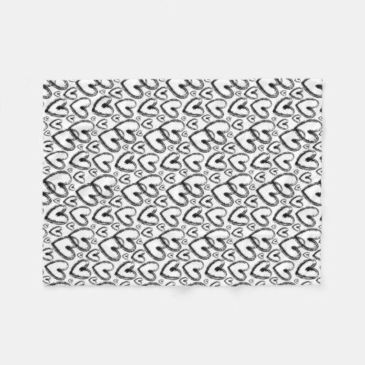 Moderne, zwarte borstelpatroon fleece deken (Voorkant (Horizontaal))