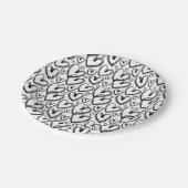 Moderne, zwarte borstelpatroon papieren bordje (Gekanteld)