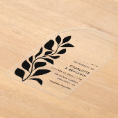 Moderne zwarte botanische bladeren bruiloft acryl uitnodigingen (Laagn)