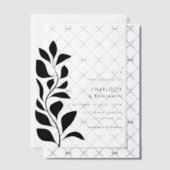 Moderne zwarte botanische bladeren bruiloft vellum uitnodigingen (Offset (Uitnodiging))