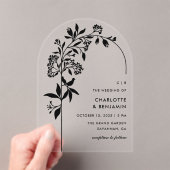 Moderne Zwarte Botanische Boog Huwelijk Acryl Uitnodigingen (Insitu (Draagbaar))