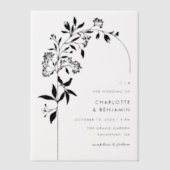 Moderne Zwarte Botanische Boog Huwelijk Vellum Uitnodigingen (Voorkant)