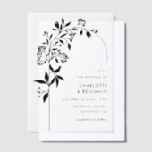 Moderne Zwarte Botanische Boog Huwelijk Vellum Uitnodigingen (Offset)