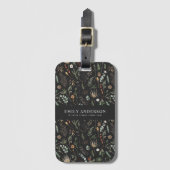 moderne zwarte botanische elegant bagagelabel (Voorkant (verticaal))
