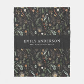 moderne zwarte botanische elegant fleece deken (Voorkant)