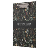 moderne zwarte botanische elegant klembord (Links)