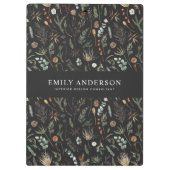 moderne zwarte botanische elegant klembord (Achterkant)